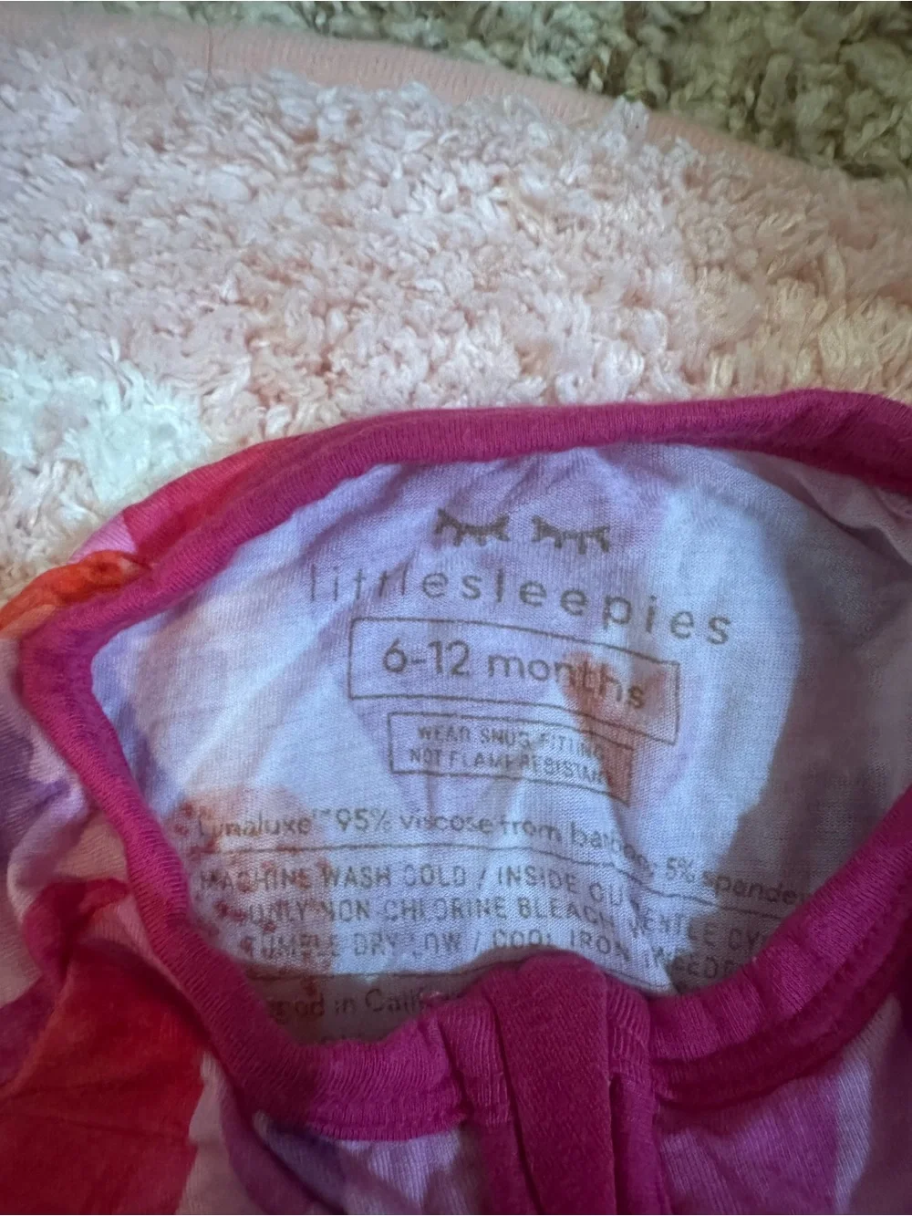 Little Sleepies Pink and Purple Heart Zip Front convertible romper size 6-12m